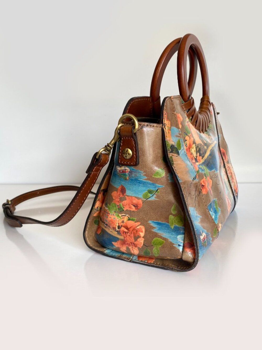 Patricia Nash Leather French Riviera Collection Lyon Satchel Crossbody Bag - Picture 7 of 14